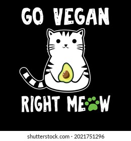 go vegan right meow crewneck sweat design vector illustration for use in design and print wall art poster canvas