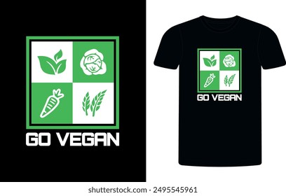 Go Vegan T-shirt Design Template, Celebrate World Vegan Day shirt design, Go Vegan concept typographic  shirt design.