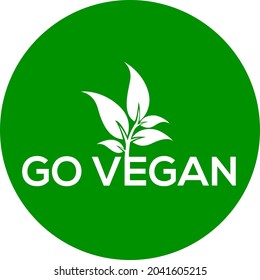 Go vegan vector logo or icon, green background go vegan logo