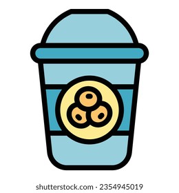 To go vegetable milk coffee icon outline vector. Vegan plant. Food oat color flat