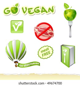 go vegetarian icons set