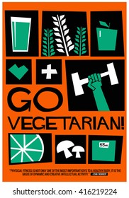 Go Vegetarian! (Motivational Poster Vector Illustration)