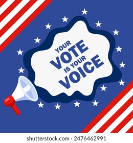 Vayan a votar al Anuncio de demostración. Tu voto es tu voz. Campaña electoral. Ilustración vectorial