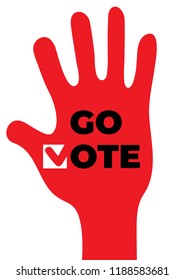 Go vote. Social motivational poster template. Up hand vector flat illustration concept. Election campaign Flyer Leaflet Social ad background