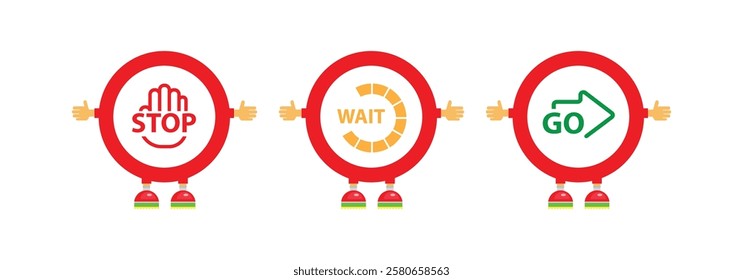 go wait stop sign. vector icon