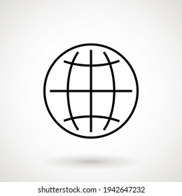 go to web editable stroke line icon, website button, globe sign, symbol,  pictogram isolated on white background