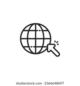 Ir a la web, globo con icono de contorno de flecha. Ilustración vectorial. Icono aislado es adecuado para web, infografías, interfaces y aplicaciones.