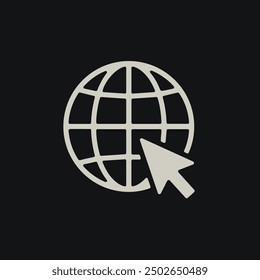 Go to web. Globe and arrow. Website vector graphic icon. 