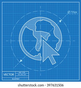 Go to web, globe web blueprint icon. Vector illustration