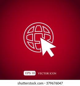 Go To Web. Globe and  cursor. Vector icon.