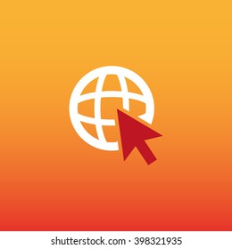 Go To Web .Globe and  cursor.Vector icon.