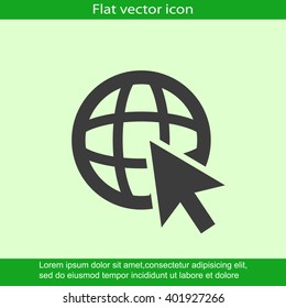 Go To Web .Globe and  cursor.Vector icon.