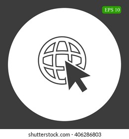 Go To Web .Globe and  cursor.Vector icon.