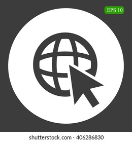 Go To Web .Globe and  cursor.Vector icon.