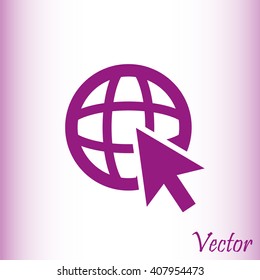 Go To Web .Globe and  cursor.Vector icon.
