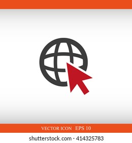 Go To Web .Globe and  cursor.Vector icon.
