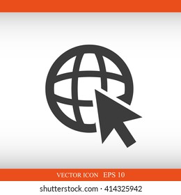 Go To Web .Globe and  cursor.Vector icon.
