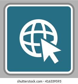 Go To Web .Globe and  cursor.Vector icon.
