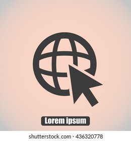 Go To Web .Globe and  cursor.Vector icon.
