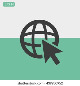 Go To Web .Globe and  cursor.Vector icon.