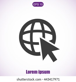 Go To Web .Globe and  cursor.Vector icon.
