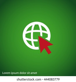 Go To Web .Globe and  cursor.Vector icon.
