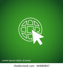 Go To Web .Globe and  cursor.Vector icon.
