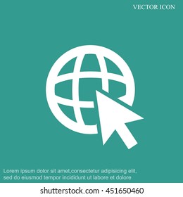 Go To Web .Globe and  cursor.Vector icon.
