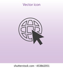 Go To Web .Globe and  cursor.Vector icon.
