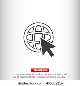 Go To Web .Globe and  cursor.Vector icon.
