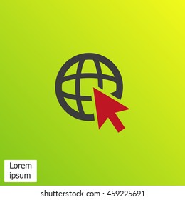 Go To Web .Globe and  cursor.Vector icon.
