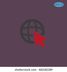 Go To Web .Globe and  cursor.Vector icon.