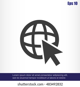 Go To Web .Globe and  cursor.Vector icon.
