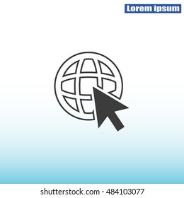 Go To Web .Globe and  cursor.Vector icon.