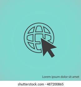 Go To Web .Globe and  cursor.Vector icon.