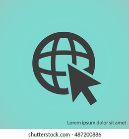 Go To Web .Globe and  cursor.Vector icon.