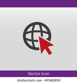 Go To Web .Globe and  cursor.Vector icon.