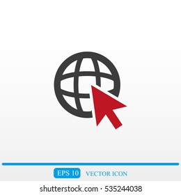 Go To Web .Globe and  cursor.Vector icon.