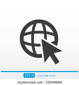 Go To Web .Globe and  cursor.Vector icon.