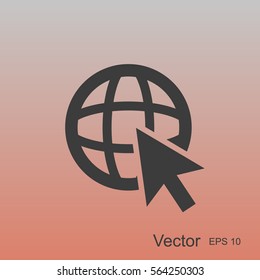 Go To Web .Globe and  cursor.Vector icon.