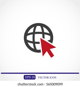 Go To Web .Globe and  cursor.Vector icon.