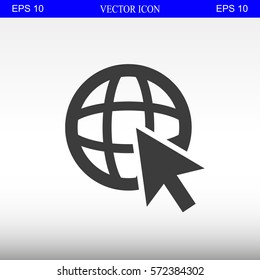 Go To Web .Globe and  cursor.Vector icon.