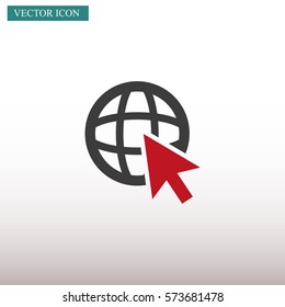 Go To Web .Globe and  cursor.Vector icon.