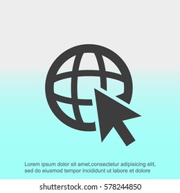 Go To Web .Globe and  cursor.Vector icon.