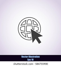Go To Web .Globe and  cursor.Vector icon.