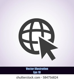 Go To Web .Globe and  cursor.Vector icon.