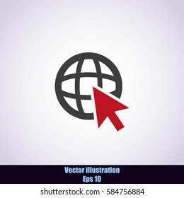 Go To Web .Globe and  cursor.Vector icon.
