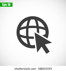 Go To Web .Globe and  cursor.Vector icon.