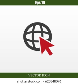Go To Web .Globe and  cursor.Vector icon.