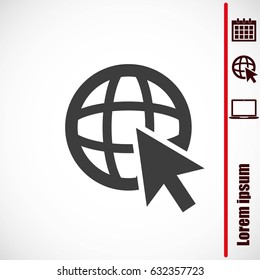 Go To Web .Globe and  cursor.Vector icon.